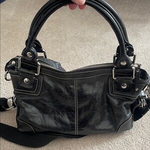 Donald J. Pliner Black Leather Shoulder Bag